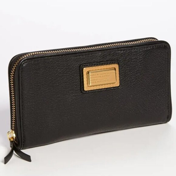 Marc By Marc Jacobs Standard Supply Pebble Leather Zip-Around Leather Wallet Bla - Picture 1 of 6